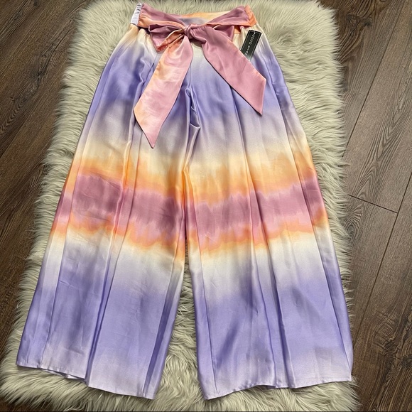 Coco Bianco Belted Pleated Palazzo Pant Ombré - Picture 6 of 7